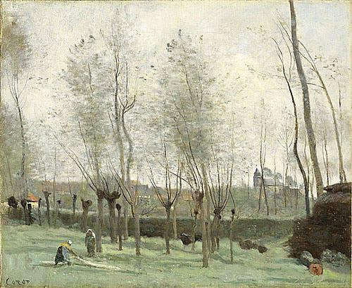 Washerwomen in a Willow Grove - Jean Baptiste Camille Corot