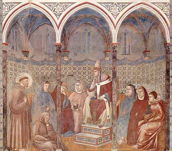 St Francis Preaching before Honorius III - Giotto di Bondone