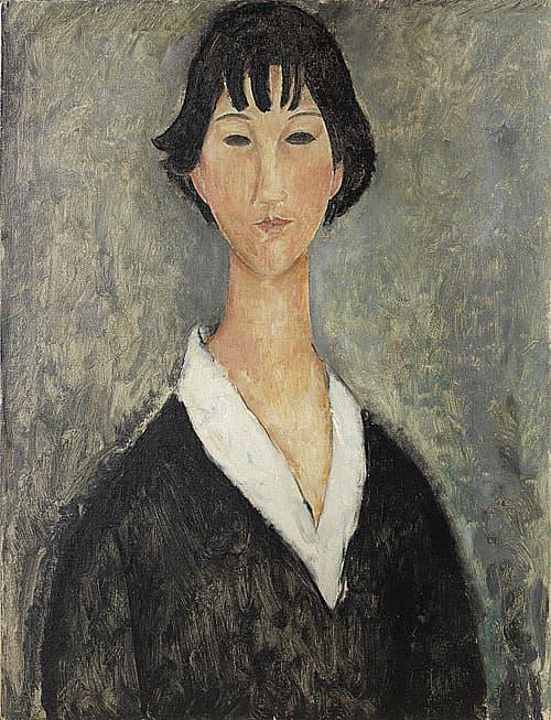Jeune fille aux cheveux noirs - Amedeo Modigliani