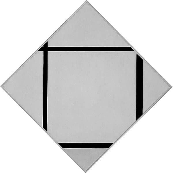 Tableau I : Lozenge with Four Lines and Gray - Piet Mondrian
